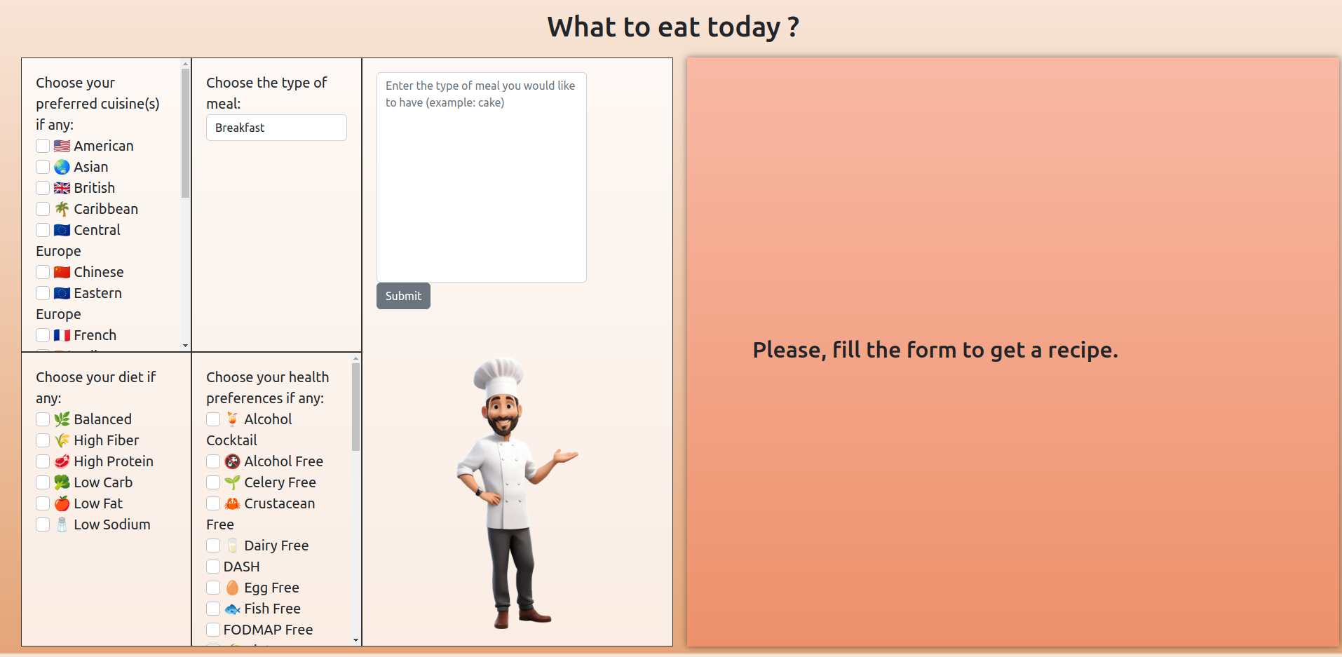 What to Eat Today app screenshot